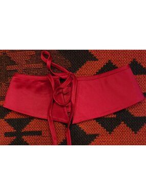 NEW Red Adjustable Satin Tie-Up Collar For Women